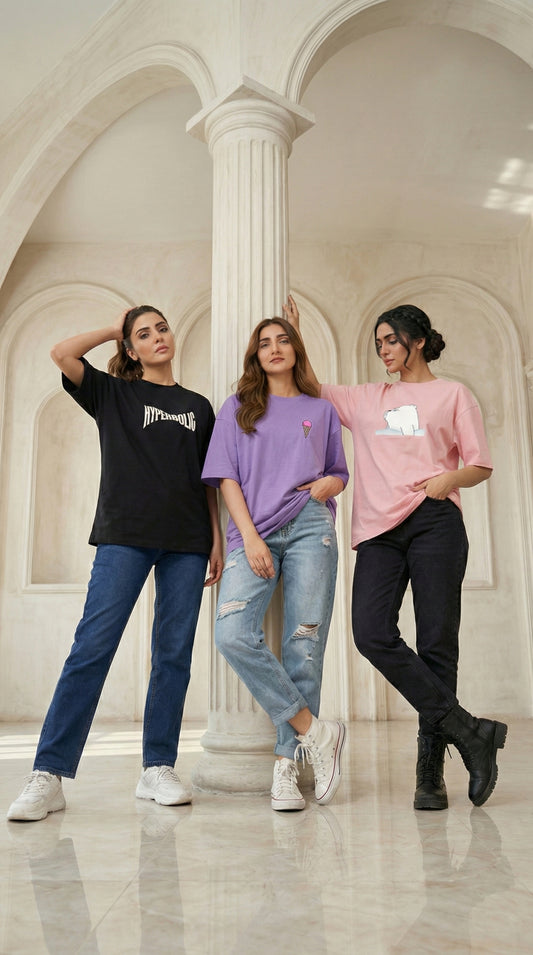 Pack of 3 Premium Graphical T-Shirts