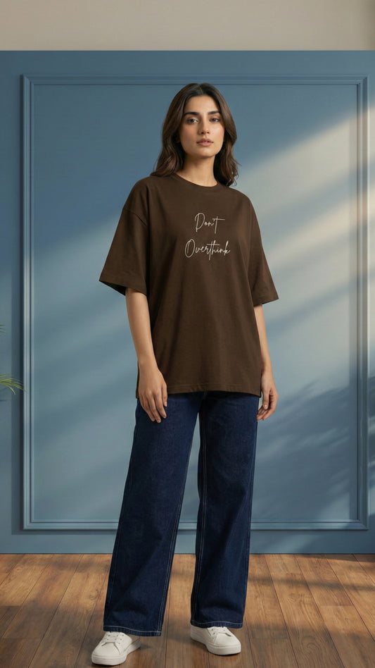 Women's Combo Deal - Don't Over Think T-Shirt & Casual Jeans Dark Blue