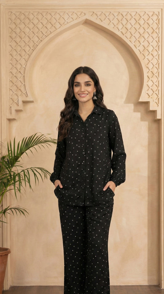 Black Dotted CO-ORD Set