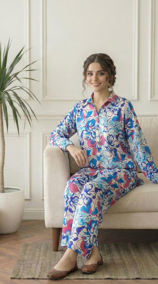 Floral Sky Blue CO-ORD Set