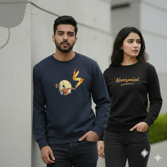 Pack of 2 Sweat Shirts Astronaut Fire & Never Mind - UniSex