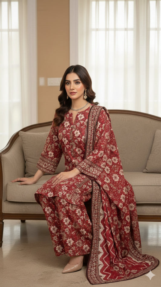 Ruby Rime Printed Unstitched Lawn 3 Piece
