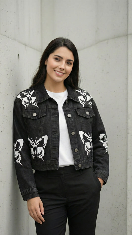 Classic ButterFly Black Premium Denim Jacket