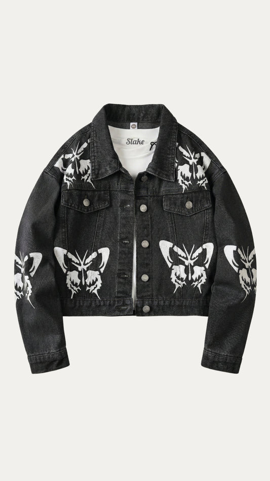 Classic ButterFly Black Premium Denim Jacket